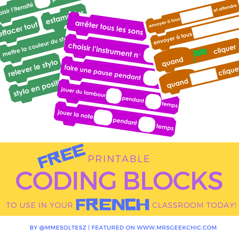 Coding In French Free Printable Coding Blocks Mrs Geek Chic